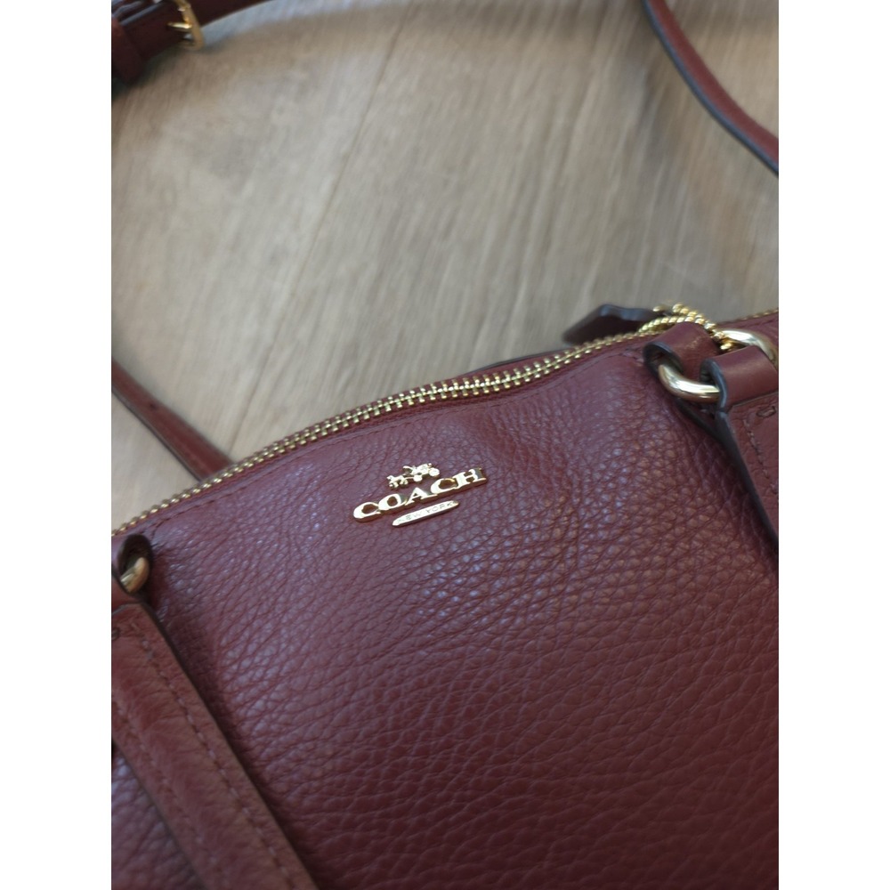 Coach Mini Kelsey Satchel Purse Small Burgundy Pebbled Leather Bag - Picture 2 of 16